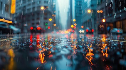 Fototapeta premium puddles rain city road