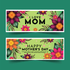 hand painted watercolor mother s day banners set design vector illustration