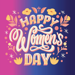 hand drawn international women s day lettering design vector illustration