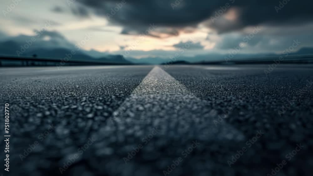 Poster an empty asphalt road with mountains in the background. suitable for travel and adventure concepts.