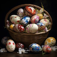eggs in easter basket, Generative AI