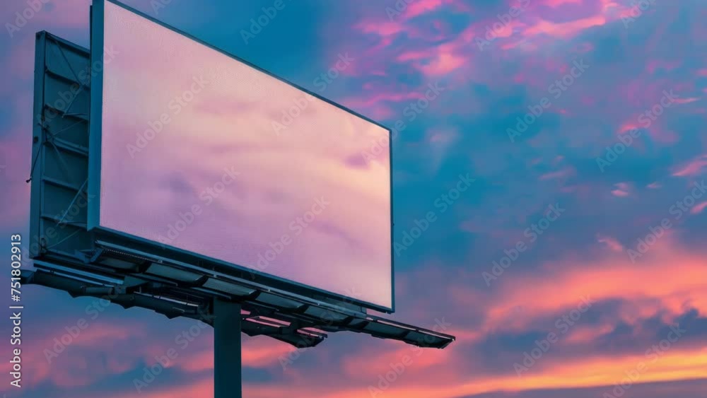 Aufkleber An empty billboard on a cloudy day at sunset. Suitable for advertising concepts.