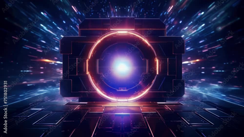 Poster A futuristic camera with a bright light emitting from it. Ideal for technology and innovation concepts.