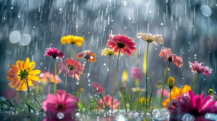 bloom rain and flowers © vectorwin