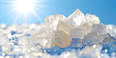 Abstract mountains, consisting of giant crystals and precious stones, with reflection of light a