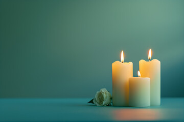 Minimalist condolence card with three candles - obrazy, fototapety, plakaty