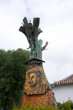 Iza, Boyac&aacute;, Colombia - December 28, 2023: Carved image of the divine savior of the stone at Iza. 