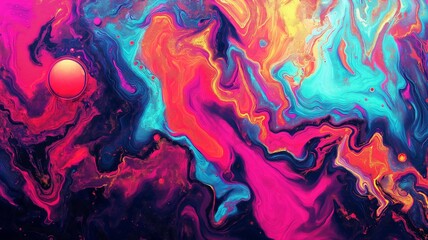 Vibrant Abstract Marbled Background with Swirling Colors and Fluid Art Patterns for Creative Design