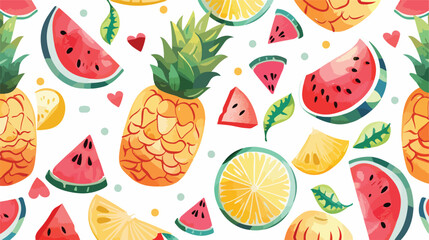 Pineapple and watermelon tropical fruit seamless pat