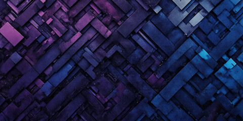 Kontrastreiches, geometrisches Muster in Blau und Violett - obrazy, fototapety, plakaty
