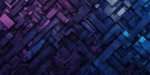Foto op Canvas Kontrastreiches, geometrisches Muster in Blau und Violett © StockFabi