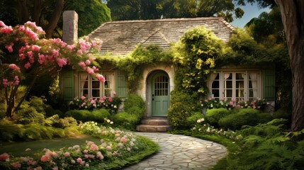 cozy garden cottage building