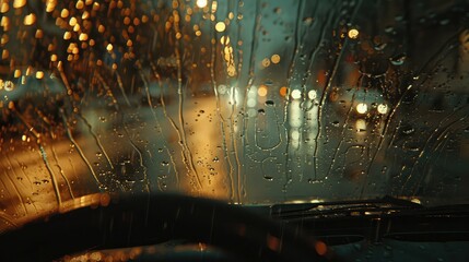 droplets rain windshield - obrazy, fototapety, plakaty
