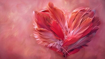 Embrace love's elegance with our heart-shaped feathers Valentine text photo. Soft feathers form a romantic heart, perfect for Valentine's projects. heartfelt design