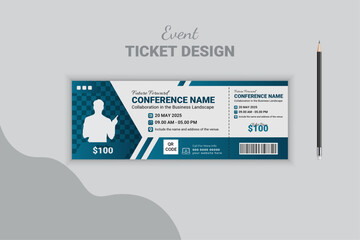 Annual program corporate business event ticket design, modern template