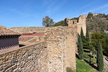 Fototapeta premium Alcazaba Castle in Malaga, defenive walls. Costa del Sol, Spain
