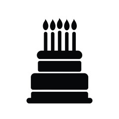 Black Silhouette of Birthday Cake with Candles