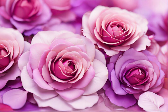Elegant roses with a romantic bokeh pattern in shades of pink and purple.