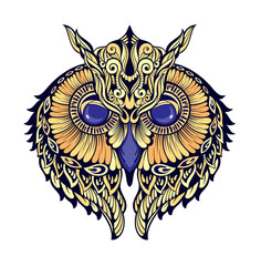 Owl vector for logo or icon,clip art, drawing tattoo style,abstract style Illustration
