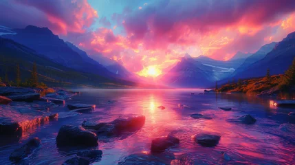  sunset at St. Mary Lake, Glacier national park, MT. © Matthew