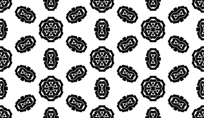 Black and white vintage seamless pattern. Floral ornamental monochrome damask background.