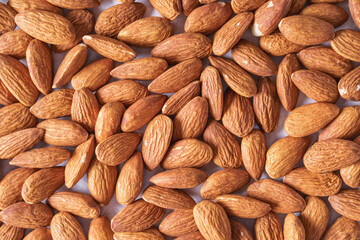 A background of almonds,flat lay,copy space
