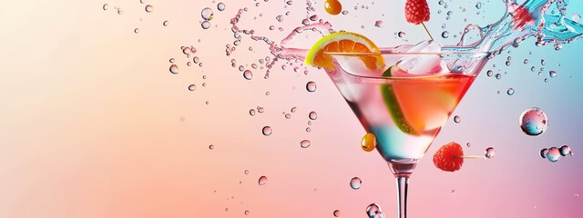 a cocktail glass with a drink - obrazy, fototapety, plakaty