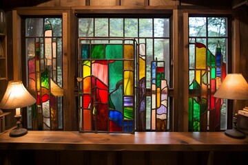 Vintage Cabin Glass Panel Art: Forest Stained Glass Windows Inspired By Nature
