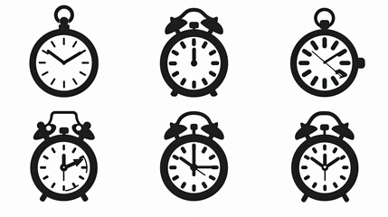 clock and time icons or logos , white background showing universe is a vast clockwork mechanism,...