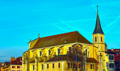 Kirche St-François in Annecy (Haute-Savoie, Auvergne-Rhône-Alpes) Frankreich - obrazy, fototapety, plakaty