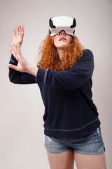 woman wearing virtual reality