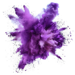 purple powder explosion effect isolated or on white background