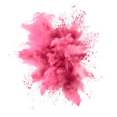 pink powder explosion effect isolated or on white background - obrazy, fototapety, plakaty