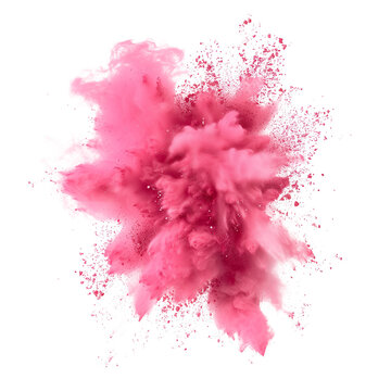 pink powder explosion effect isolated or on white background