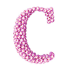 Symbols made from pink soccer balls. letter c