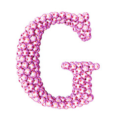 Symbols made from pink soccer balls. letter g