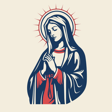 recommend clip art: Vector illustration of The Mary Our Lady Virgin Mary Mother of Jesus, Holy Mary, madonna,beige background, printable, suitable for logo, sign, tattoo, laser cutting, sticker