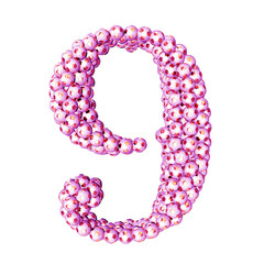Symbols made from pink soccer balls. number 9