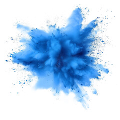 blue powder explosion effect isolated or on white background - obrazy, fototapety, plakaty