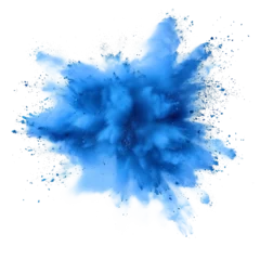 Foto op Plexiglas blue powder explosion effect isolated or on white background © Dennis