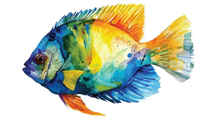Tropical fish isolated in watercolor isolated on whi