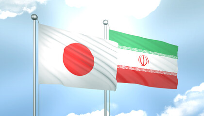 Japan and Iran Flag Together A Concept of Realations