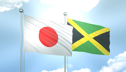 Japan and Jamaica Flag Together A Concept of Realations