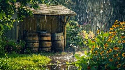 Naklejka premium conservation rain barrels