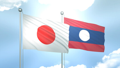 Japan and Laos Flag Together A Concept of Realations