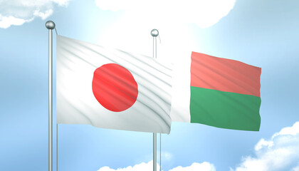 Japan and Madagascar Flag Together A Concept of Realations