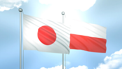 Japan and Poland Flag Together A Concept of Realations
