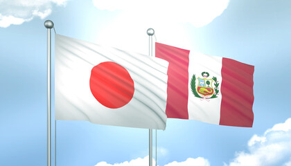 Japan and Peru Flag Together A Concept of Realations