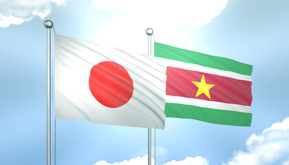 Japan and Suriname Flag Together A Concept of Realations