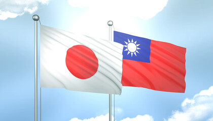 Japan and Taiwan Flag Together A Concept of Realations